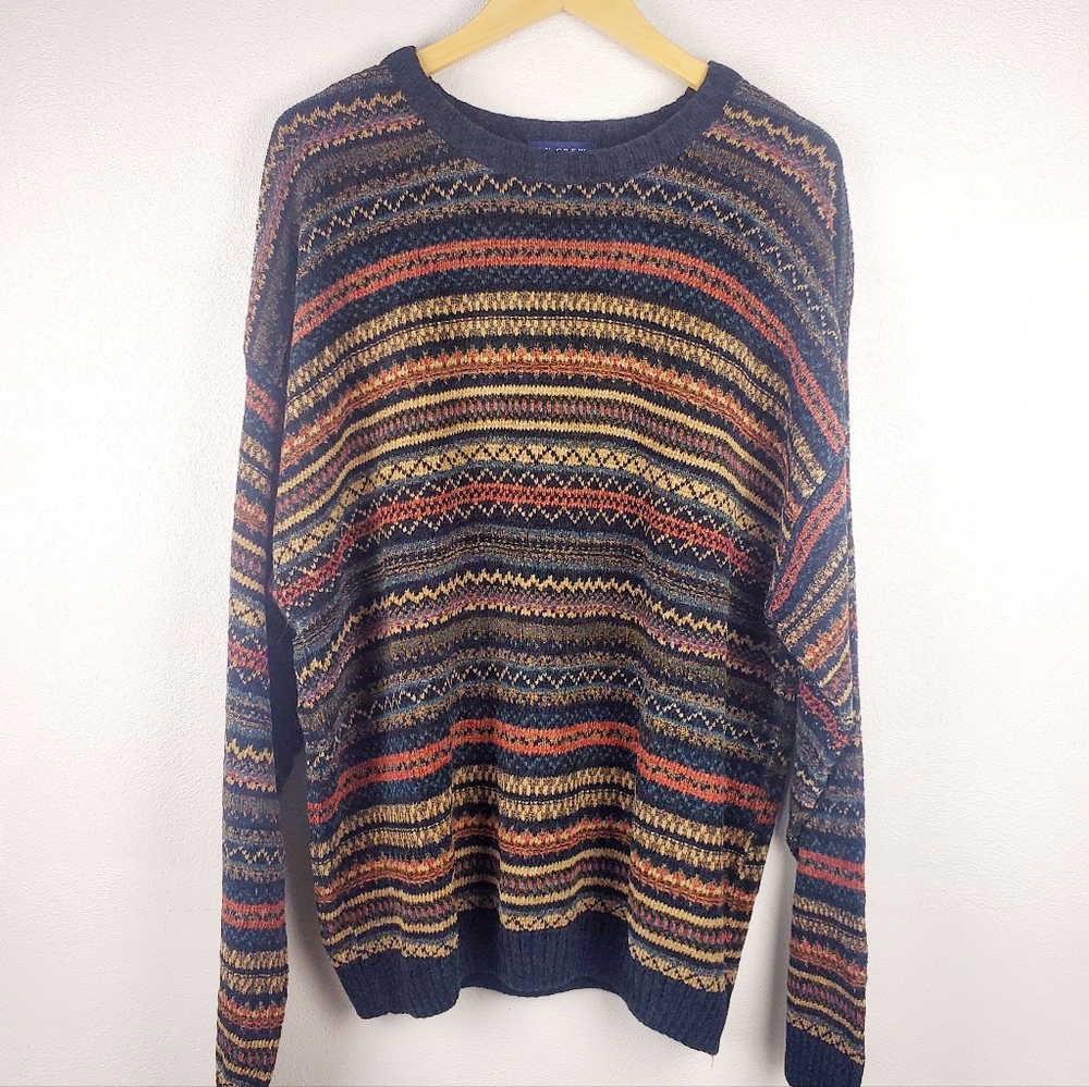 Vintage 90s Ivy Crew Pullover Crewneck Multicolor Sweater Indie Grandpa Fall XXL - Picture 2 of 15